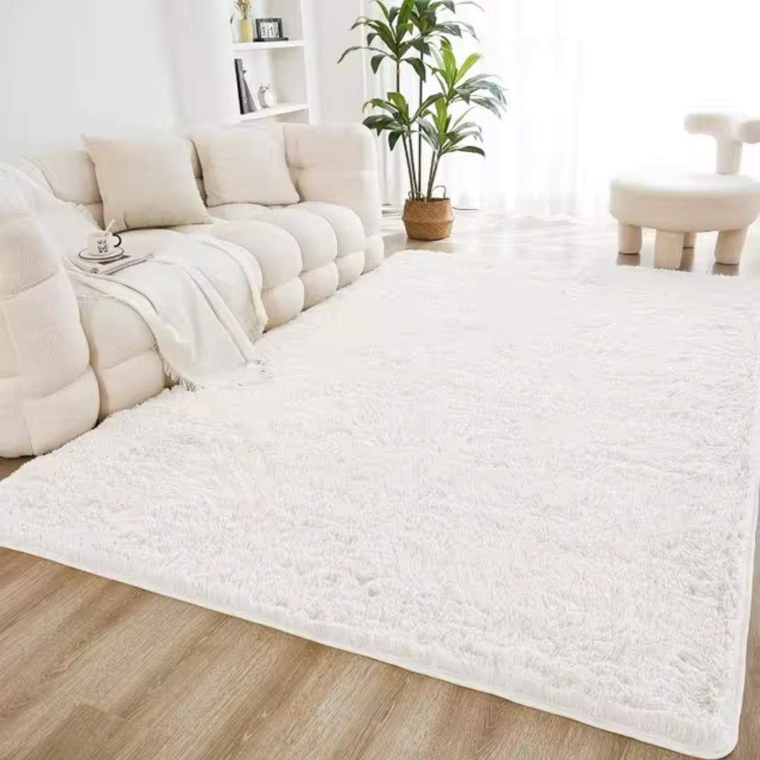 Ultra Soft White Furry Area Rug for Living Room 3
